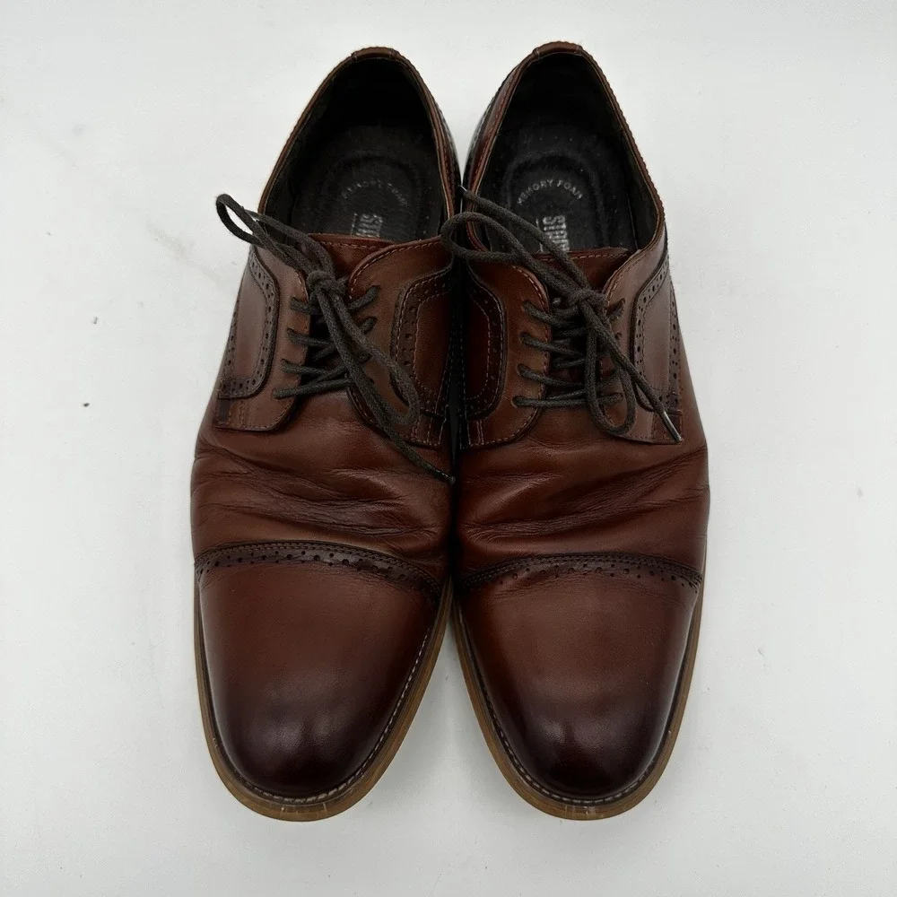 Stacy Adams Shoes Mens‎ 9 M Dickinson Dress Cap Oxford 25066-221 Brown Leather